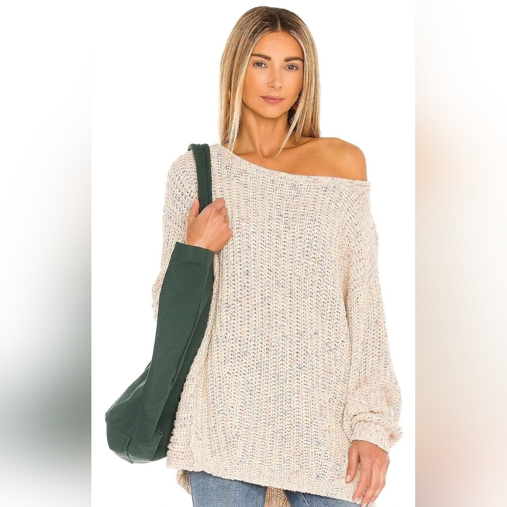 Free People Oversized Neon Lights Confetti Chunky Knit Sweater Size M
